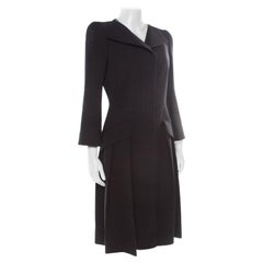 Alexander McQueen Black Pleated Coat Dress M