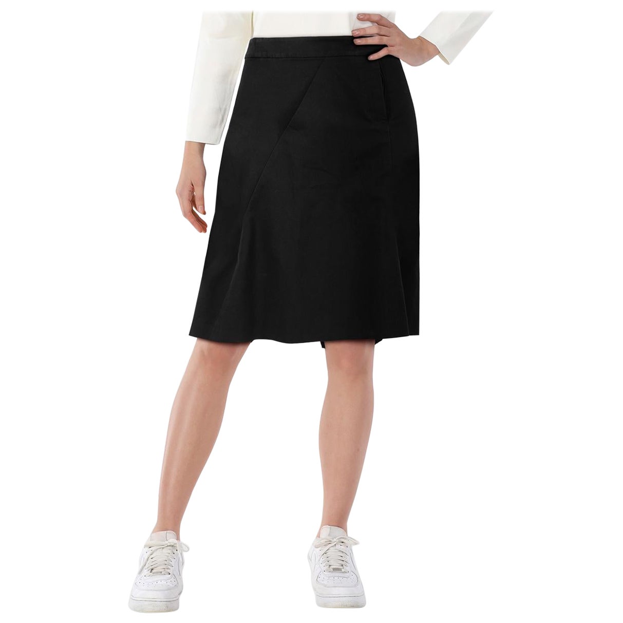 Alexander McQueen Black Pleated Detail Knee Length Skirt Size L