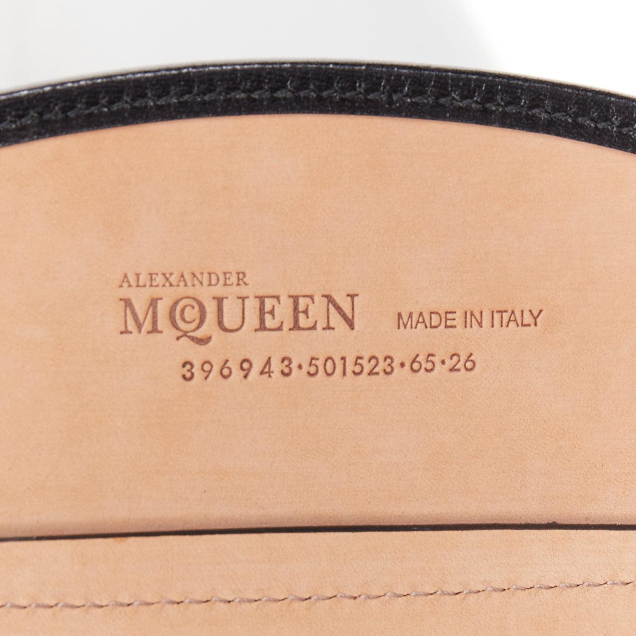 Alexander McQueen - Ceinture corset en cuir noir poli et surpiqué 26