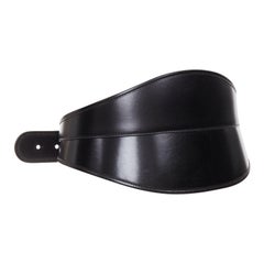 ALEXANDER MCQUEEN black polished leather hard overstitched corset waist belt 26"