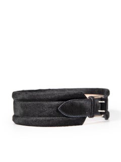 Alexander McQueen Black Pony Hair Wide Belt