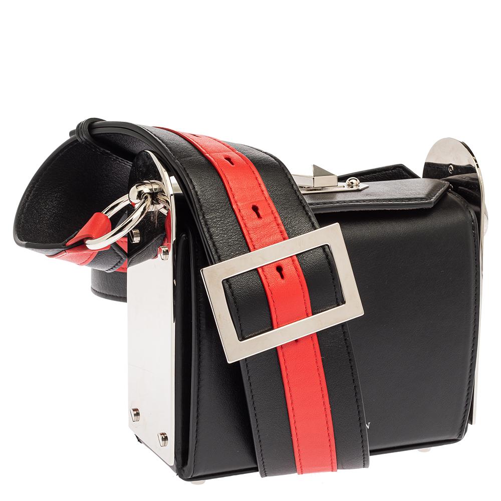 Women's Alexander McQueen Black/Red Leather Box 16 Shoulder Bag