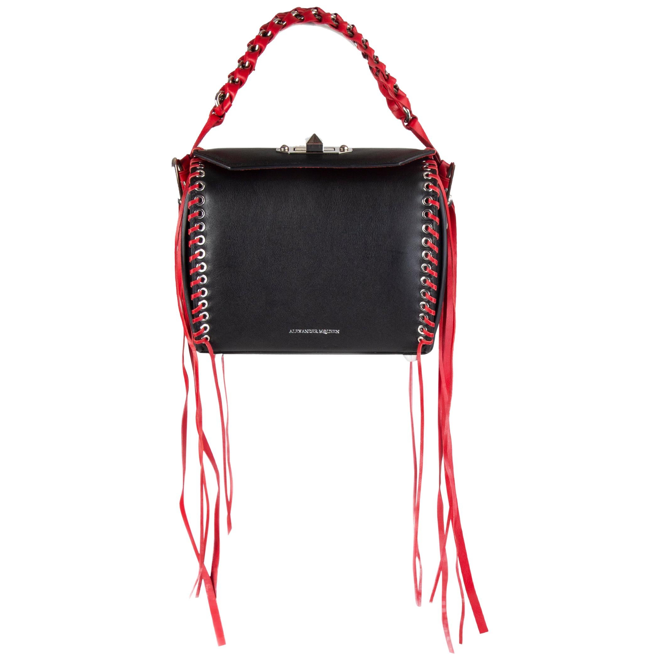 ALEXANDER MCQUEEN black & red leather BOX 19 WHIPSTITCH Bag