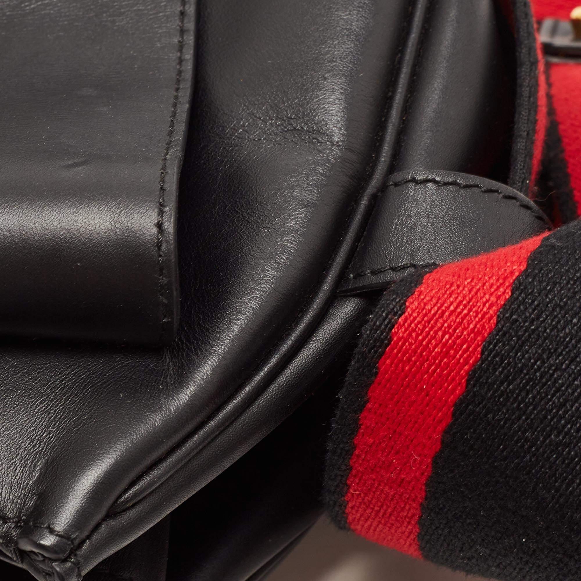 Alexander McQueen Black/Red Leather Buckle Flap Crossbody Bag 11
