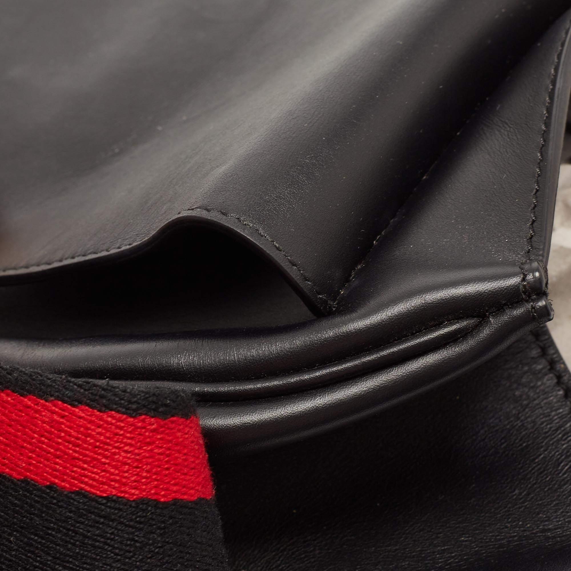 Alexander McQueen Black/Red Leather Buckle Flap Crossbody Bag 12