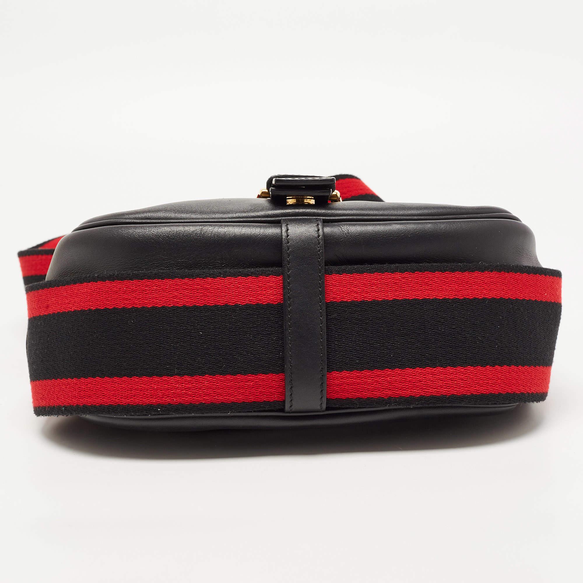 Alexander McQueen Black/Red Leather Buckle Flap Crossbody Bag 1