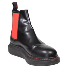 Alexander McQueen Black & Red Leather Hybrid Chelsea Boots Size IT 38.5