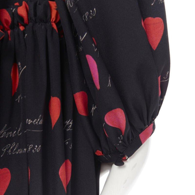 ALEXANDER MCQUEEN black red petal print silk ruffle off shoulder dress IT40 6