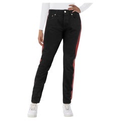 Alexander McQueen Black & Red Stripe Skinny Jeans Size L