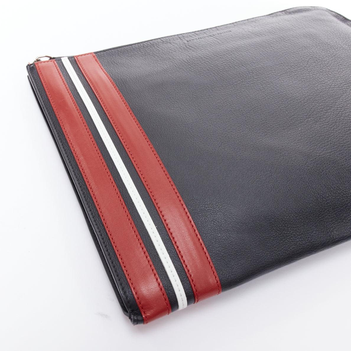 ALEXANDER MCQUEEN black red stripes leather portfolio clutch bag For Sale 1