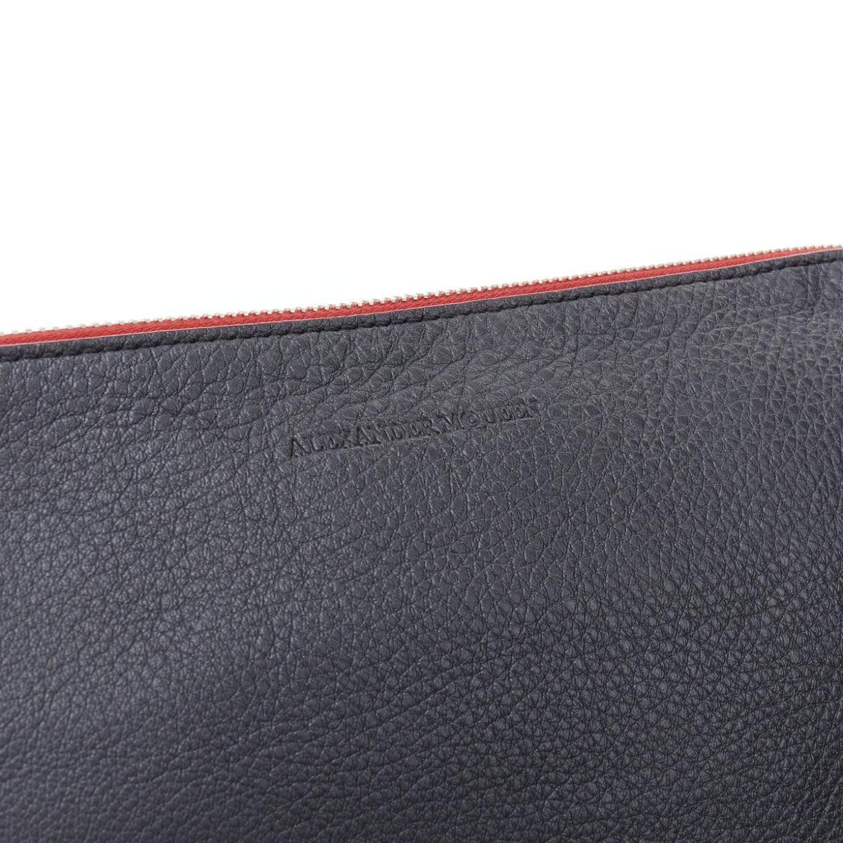 ALEXANDER MCQUEEN black red stripes leather portfolio clutch bag For Sale 2