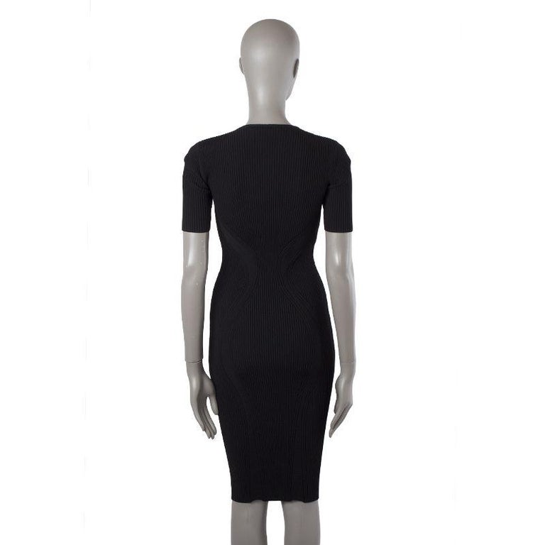 ALEXANDER MCQUEEN black RIB KNIT BODYCON Cocktail Dress XS For Sale at ...