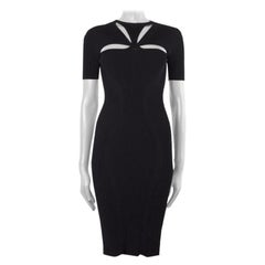 ALEXANDER MCQUEEN black RIB KNIT BODYCON Cocktail Dress XS