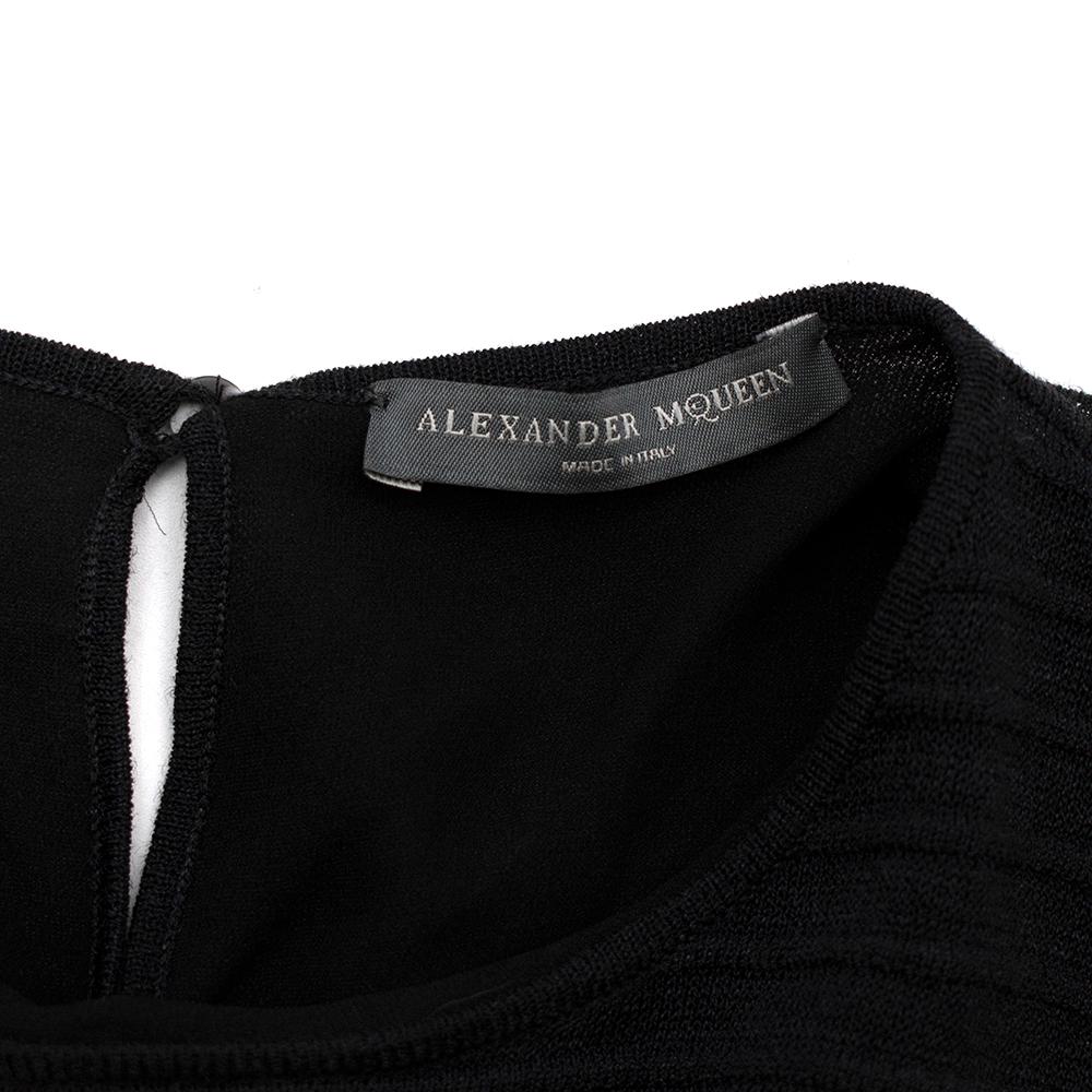Alexander McQueen Black Ribbed Silk Dress - M For Sale 5