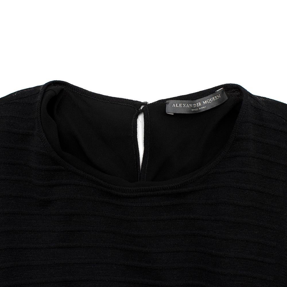 Alexander McQueen Black Ribbed Silk Dress - Size Medium For Sale 6