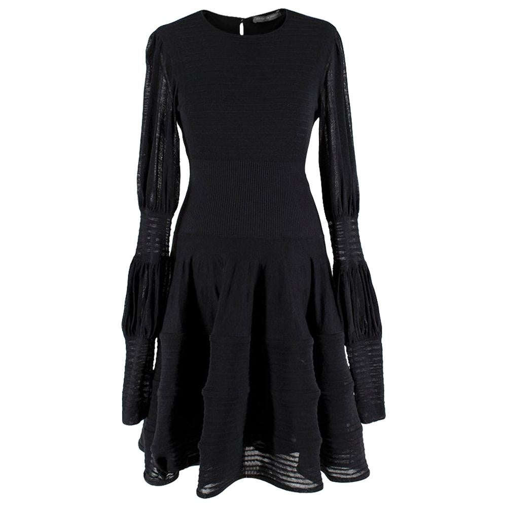 Alexander McQueen Black Ribbed Silk Dress - Size Medium For Sale