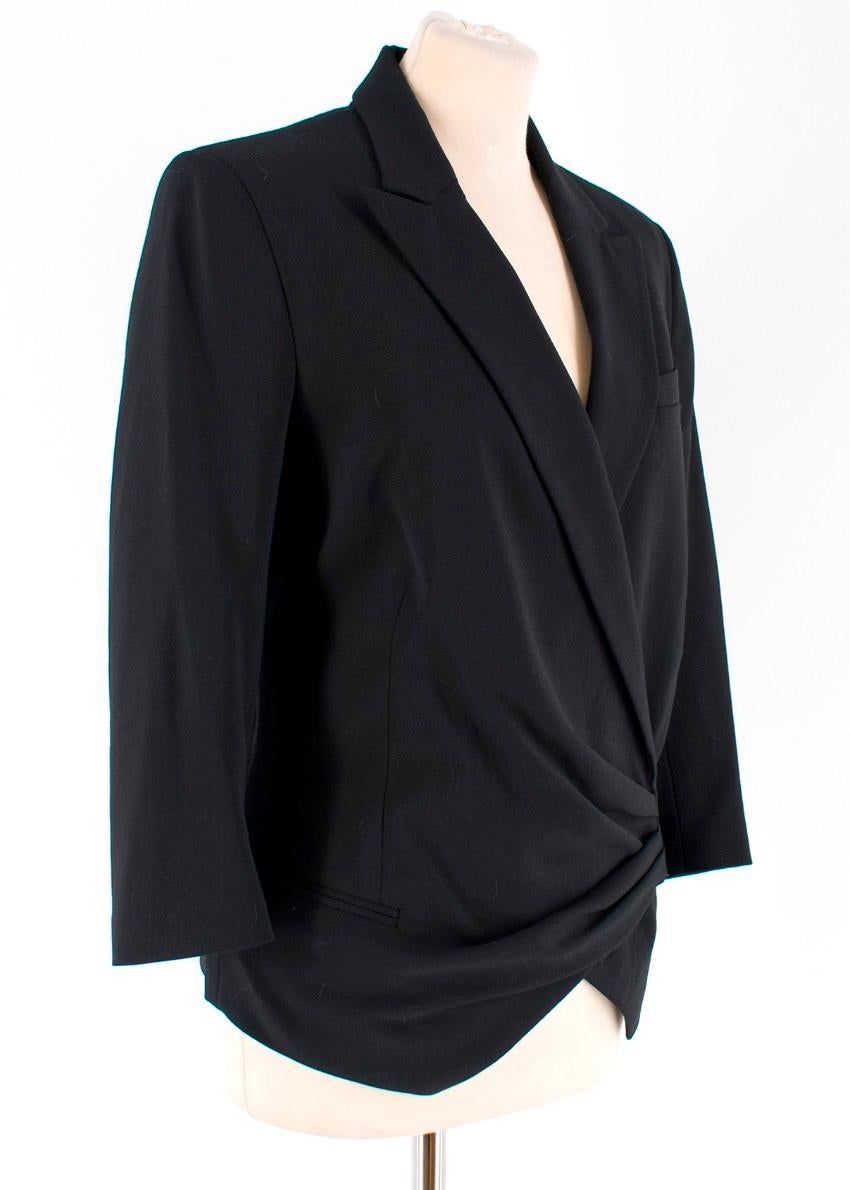 Alexander McQueen Black Ruched Suit

-Blazer and trousers suit

Blazer:
-Black blazer with ruching details
-Popper and button closre
-Notched lapels
-Three front pockets
-Shoulder pads

Trousers:
-Black trousers with rolled up cuffs
-Pleats around