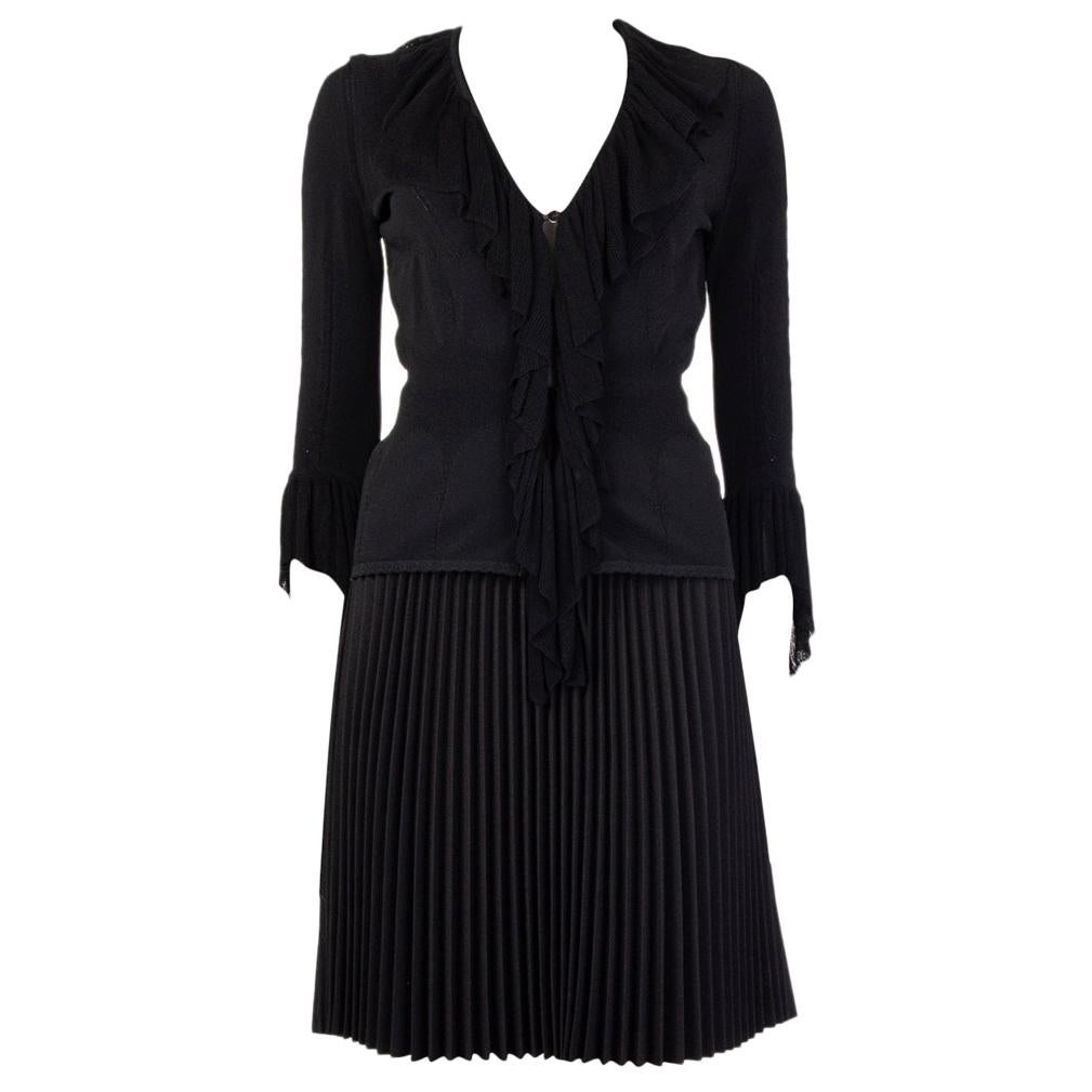 ALEXANDER MCQUEEN black RUFFLE COLLAR Cardigan Sweater L