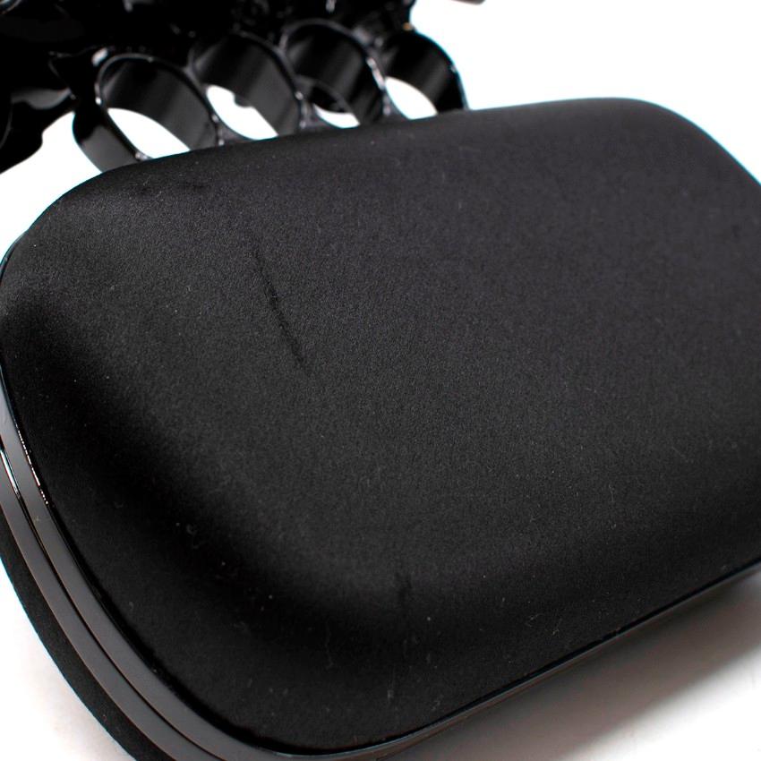 Alexander McQueen Black Satin 3D Enamel Roses Knuckle Clutch 1
