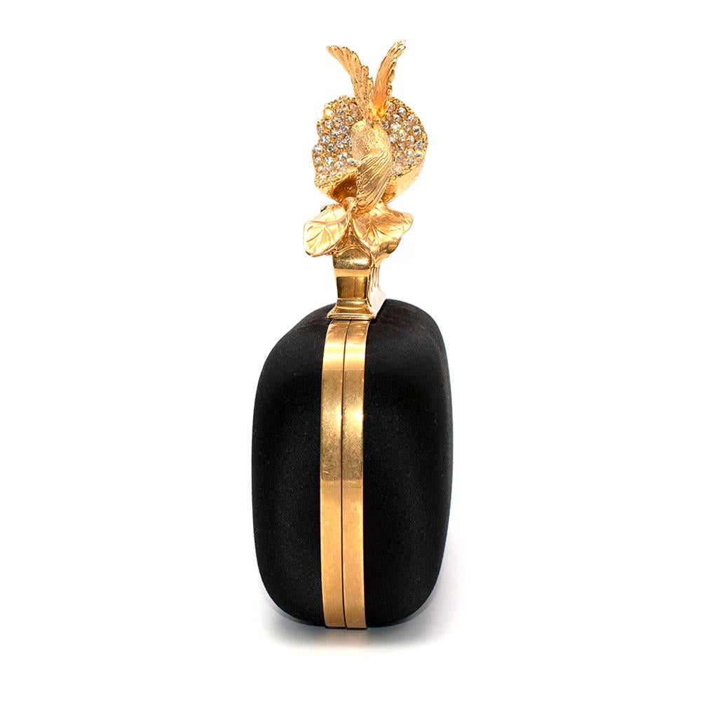 Women's or Men's Alexander McQueen Black Satin Crystal Embellished Bird Knuckle clutch