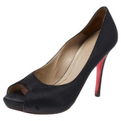 Alexander McQueen Black Satin Peep Toe Pumps Size 36
