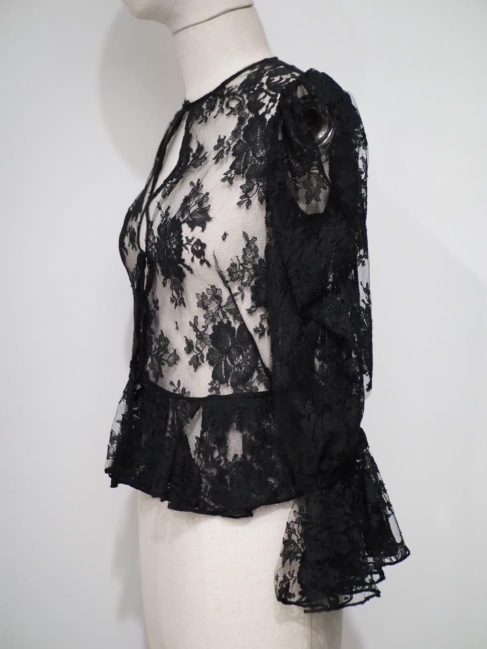 Alexander McQueen black see through blouse shirt In Excellent Condition For Sale In Capri, IT