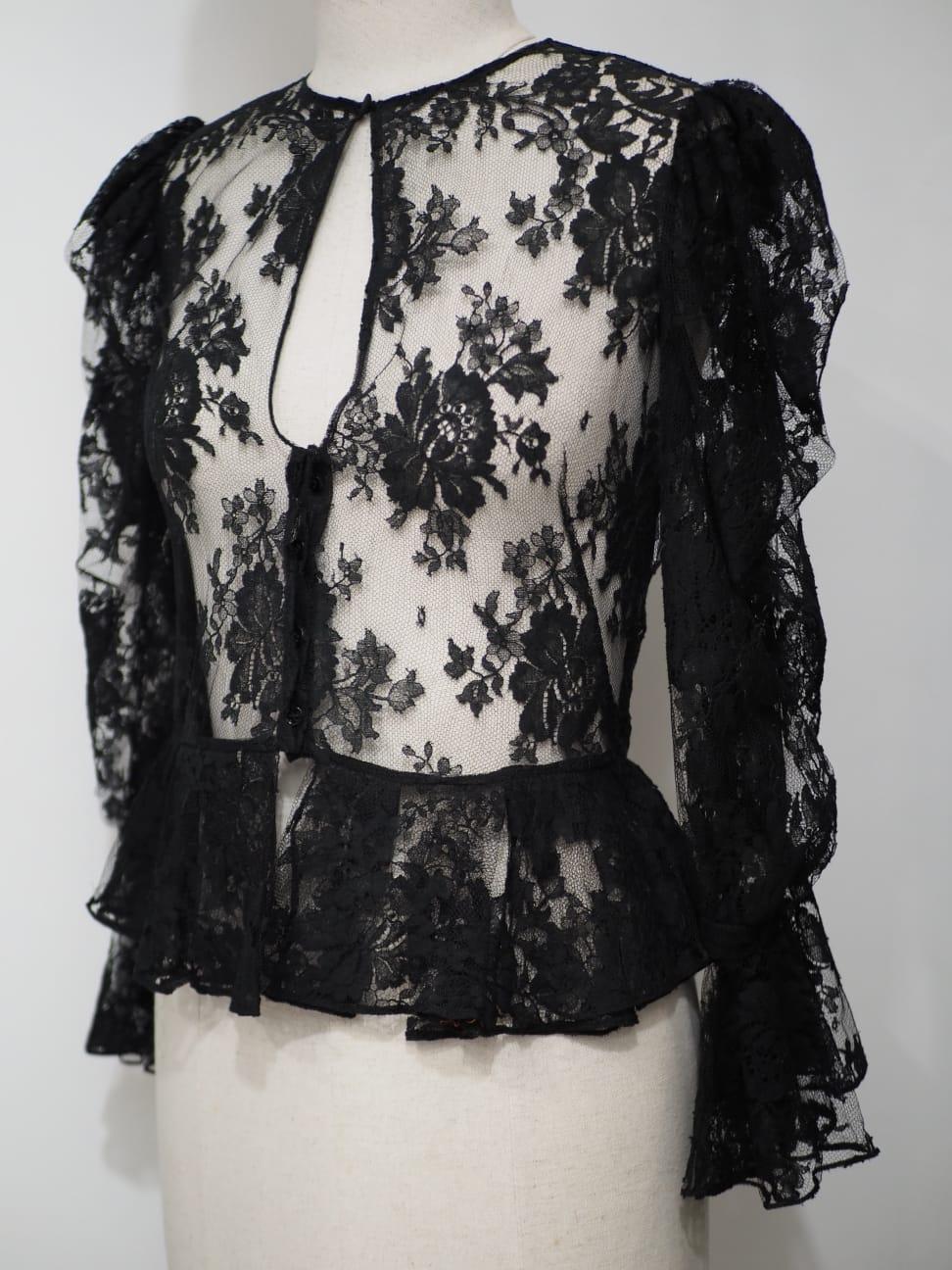 Alexander McQueen black see through blouse shirt For Sale 1