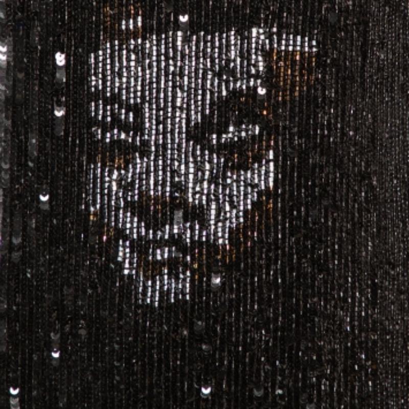 Alexander McQueen Black Sequinned Silk And Beaded Skull Pattern Sleeveless Top M 2