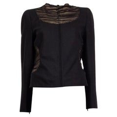ALEXANDER MCQUEEN black SHEER PANEL ZIP FRONT Jacket 44