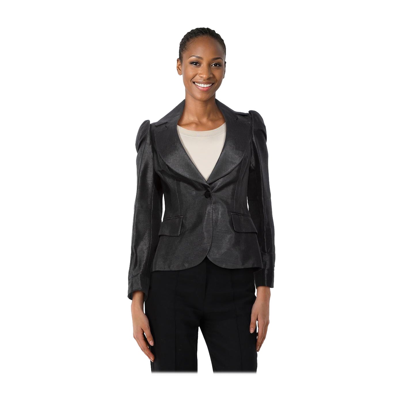 Alexander McQueen Black Shoulder Padded Blazer Size M en venta