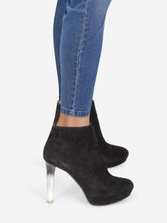 Alexander McQueen Black Side Zip Suede Ankle Boots Size IT 38