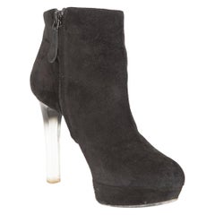 Alexander McQueen Black Side Zip Suede Ankle Boots Size IT 38