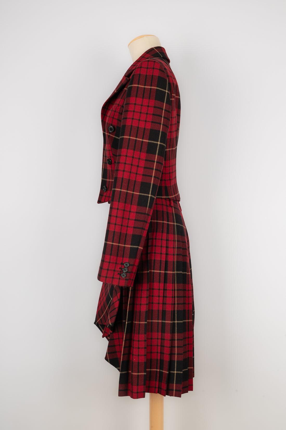 Conjunto de tartán de lana y seda negra Alexander McQueen, F/W 2006 Negro