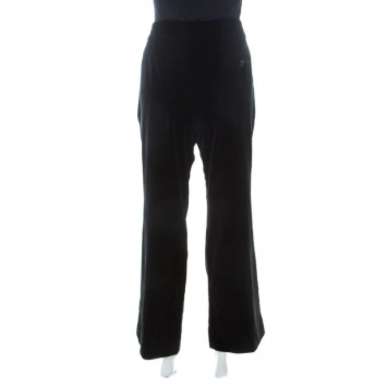 Alexander McQueen Schwarze Hose mit weitem Bein aus Seidenmischung und Samt L im Zustand „Hervorragend“ im Angebot in Dubai, Al Qouz 2