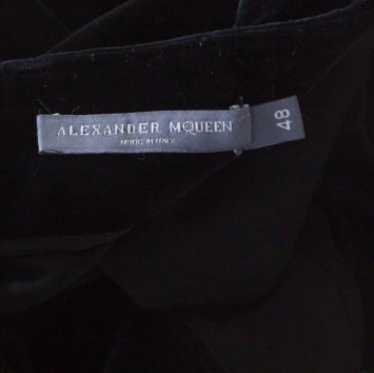 Alexander McQueen Schwarze Hose mit weitem Bein aus Seidenmischung und Samt L im Angebot 1