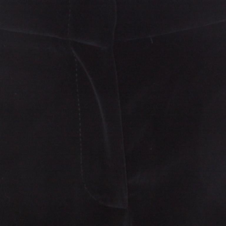 Alexander McQueen Schwarze Hose mit weitem Bein aus Seidenmischung und Samt L im Angebot 2