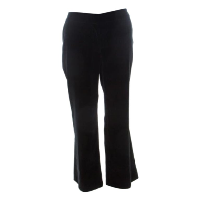 Alexander McQueen Black Silk Blend Velvet Wide Leg Trousers L