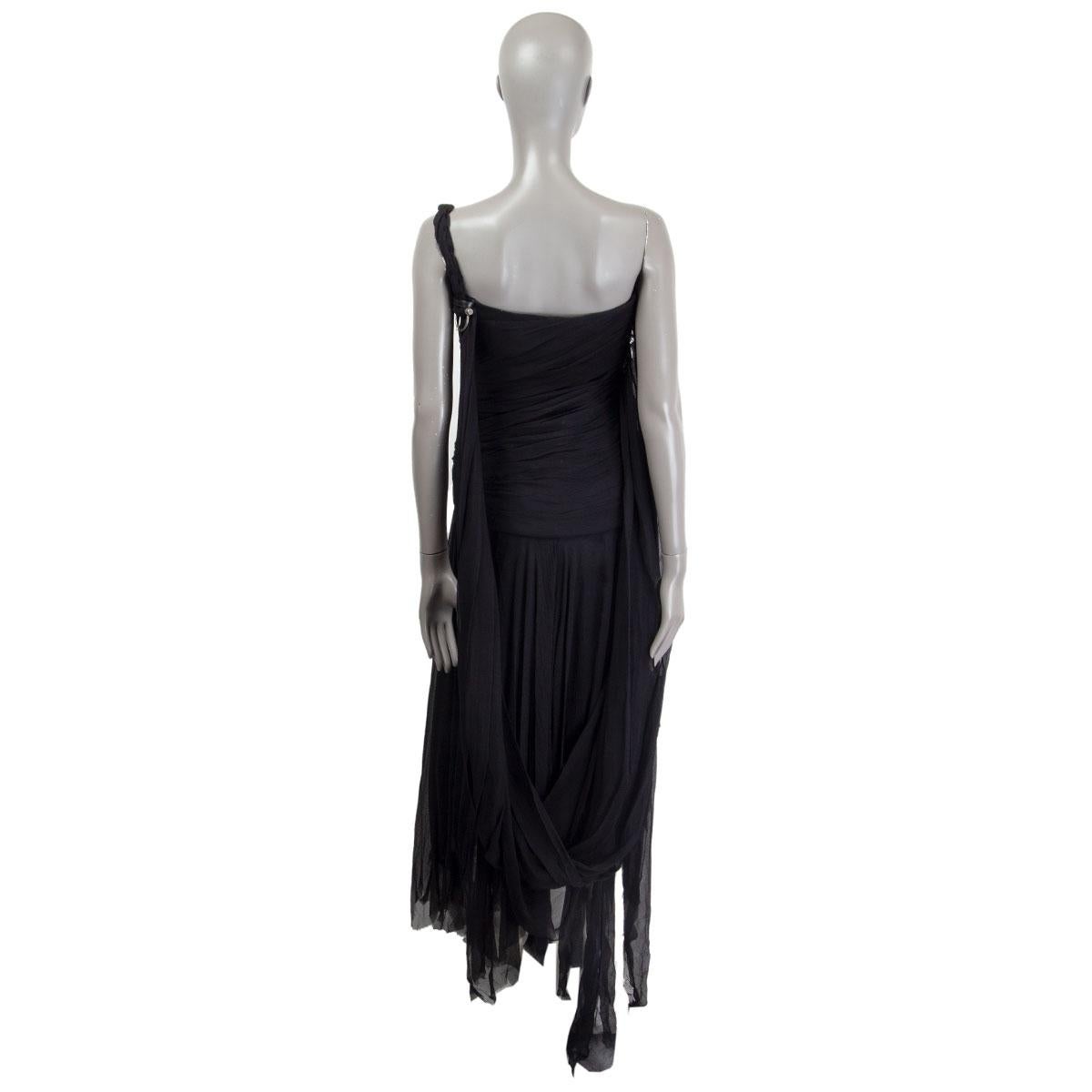 Black ALEXANDER MCQUEEN black silk CHIFFON BUSTIER GOWN Dress 44 L