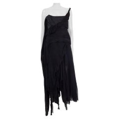 ALEXANDER MCQUEEN black silk CHIFFON BUSTIER GOWN Dress 44 L