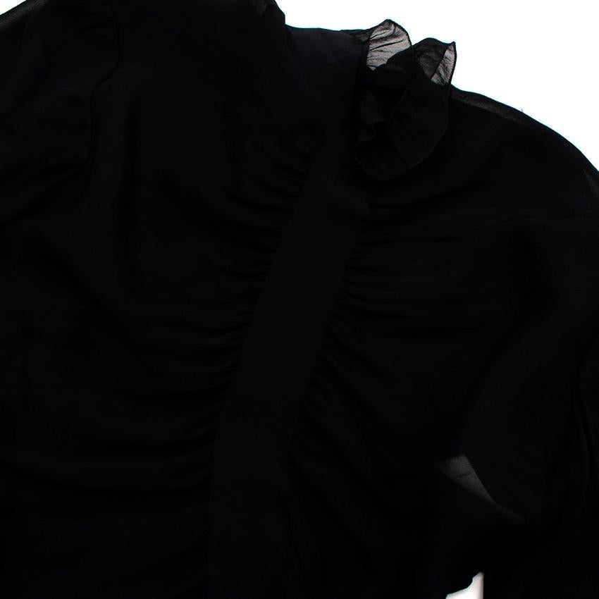 Alexander McQueen Black Silk Chiffon Ruched Blouse 2