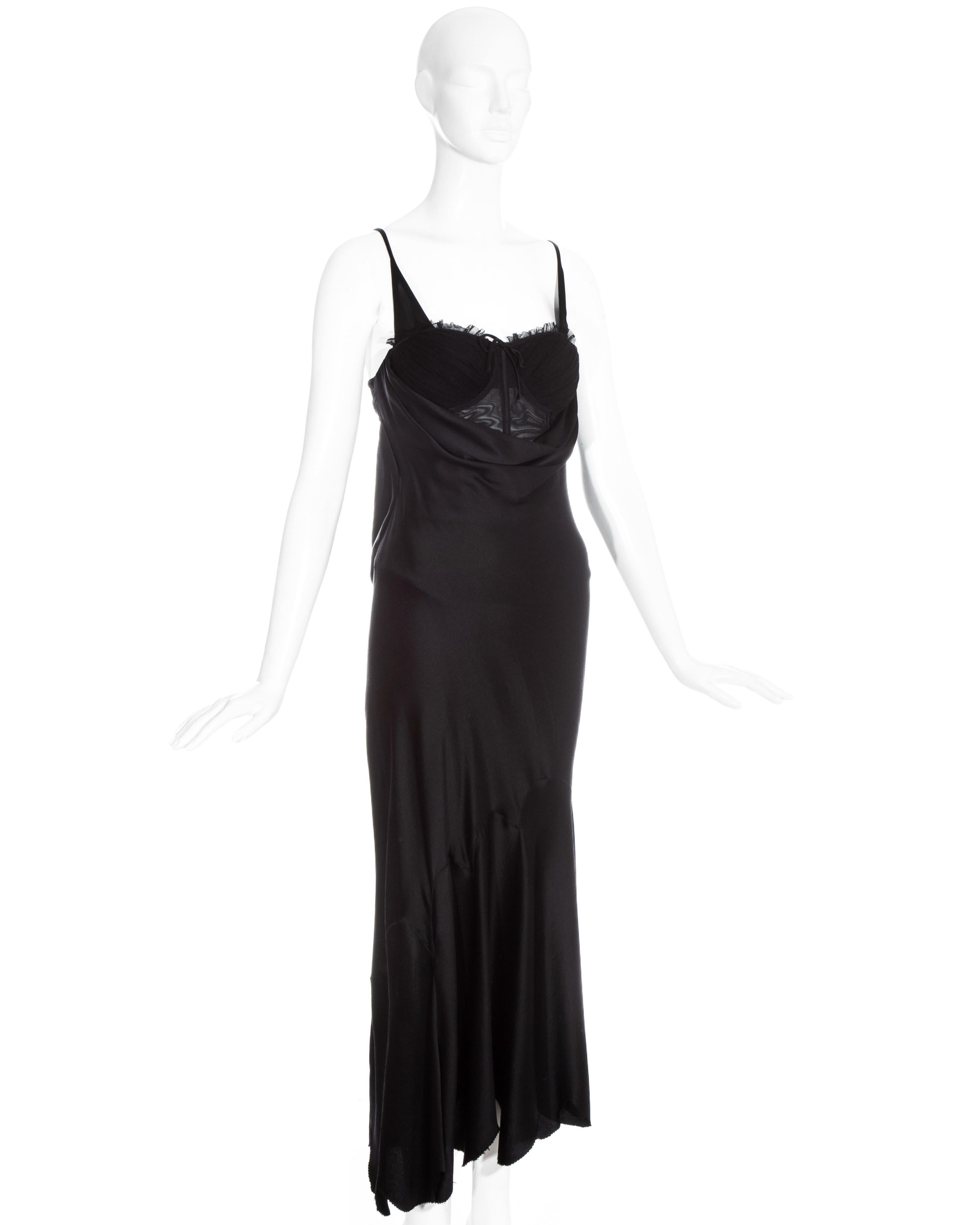 Alexander McQueen black silk corseted bias cut evening dress, ss 2004 ...
