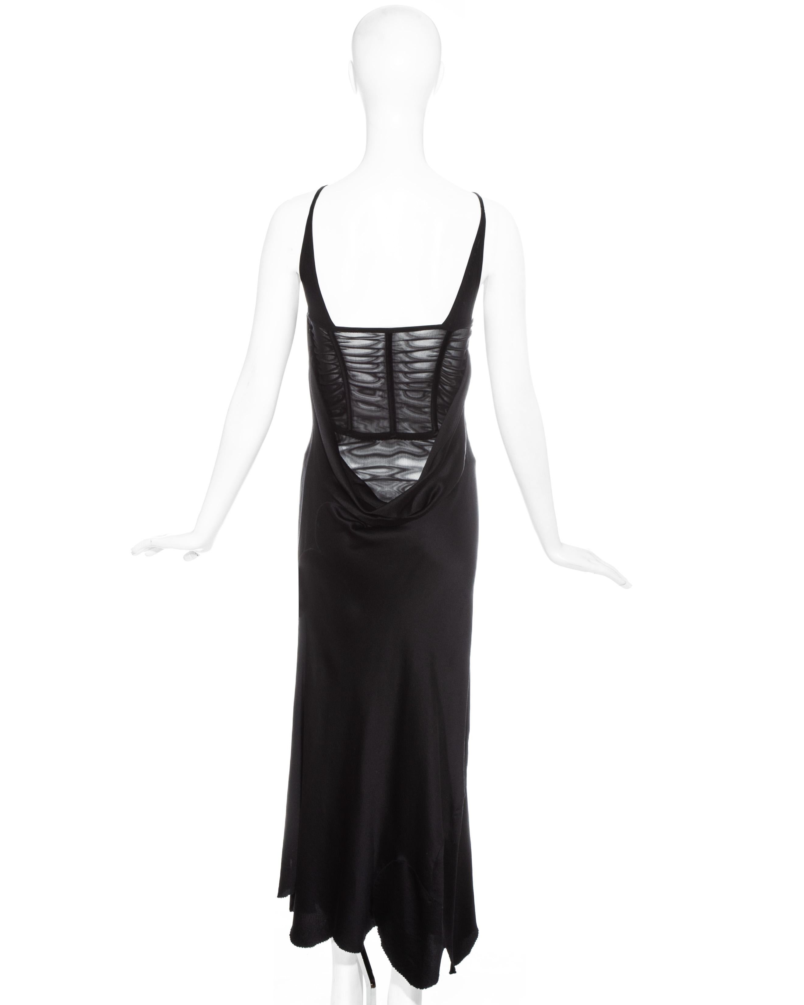 Alexander McQueen black silk corseted bias cut evening dress, ss 2004 In Good Condition For Sale In London, GB