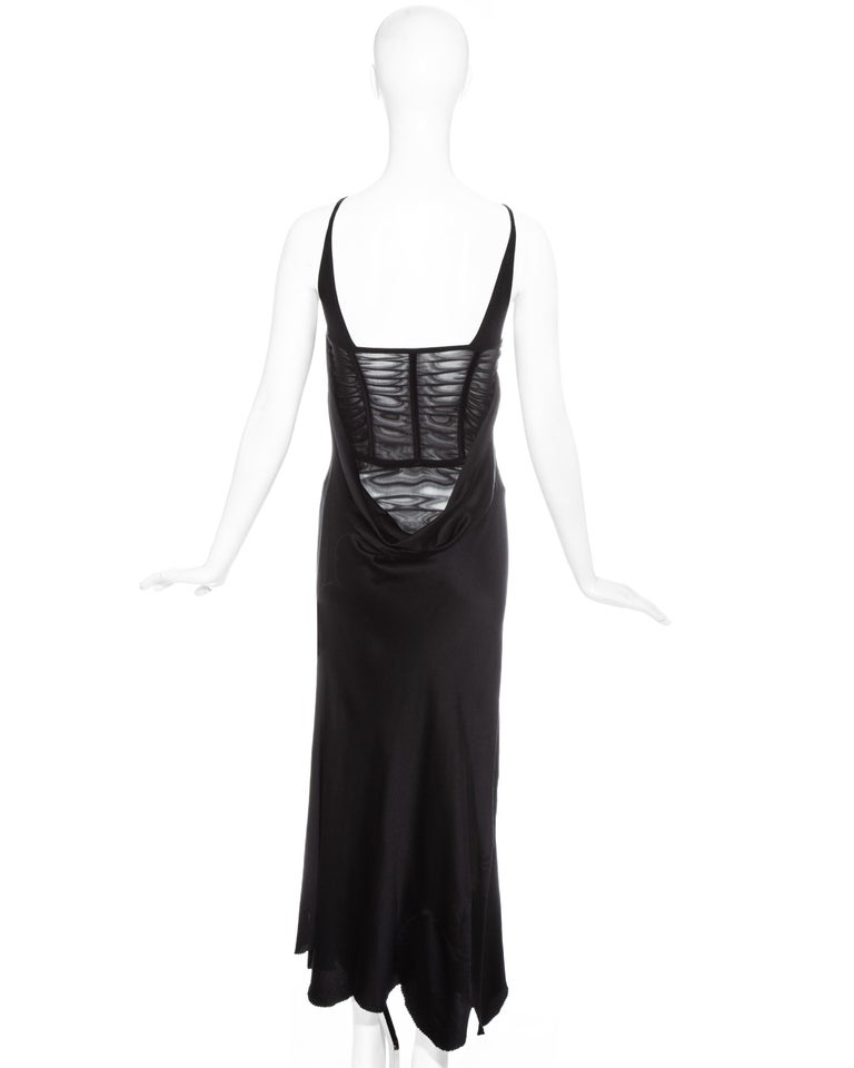 Alexander McQueen black silk corseted bias cut evening dress, ss 2004 ...