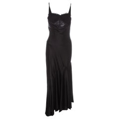 Alexander McQueen black silk corseted bias cut evening dress, ss 2004