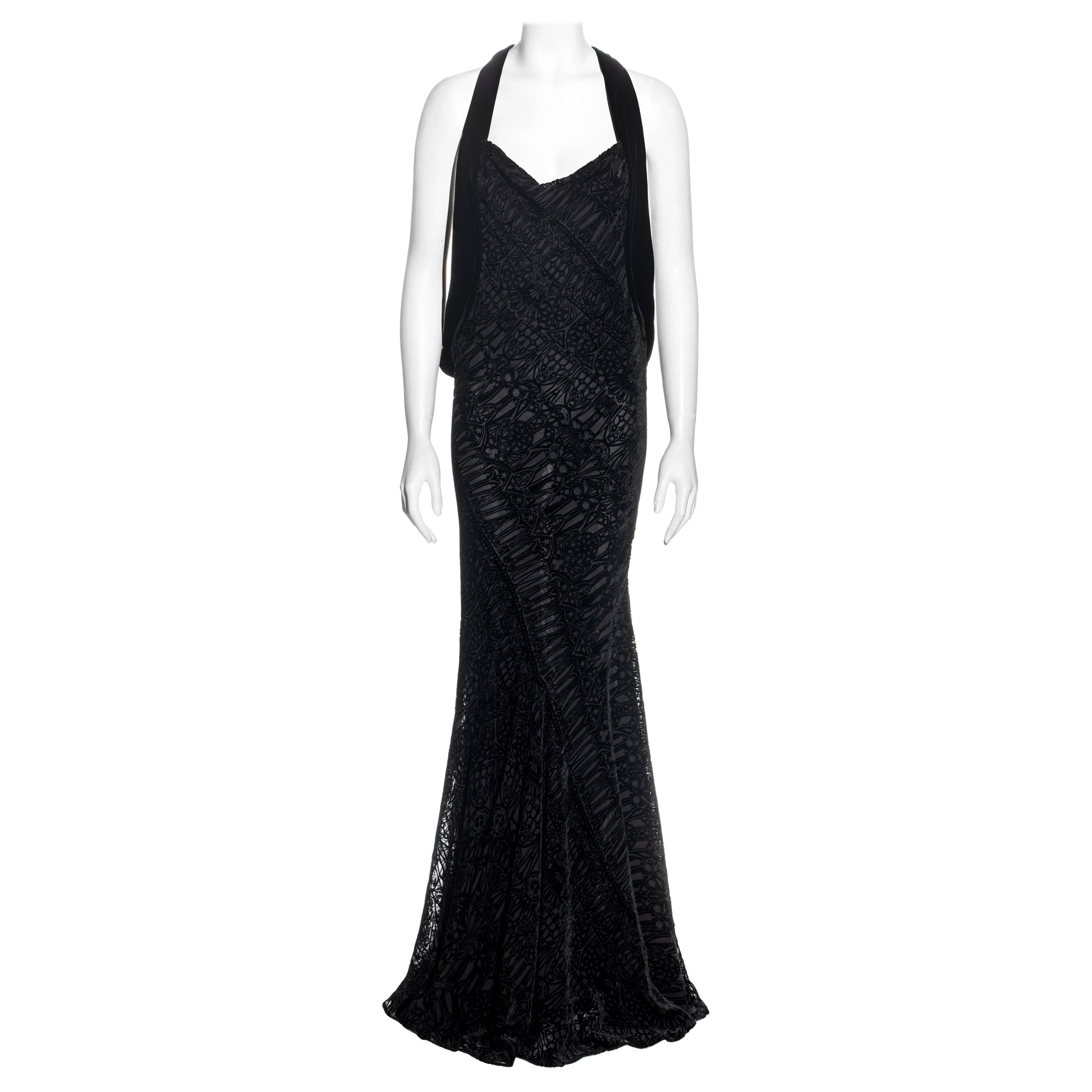 Alexander McQueen Schwarzes Abendkleid aus Seide mit Trägerkorsett, fw 2004