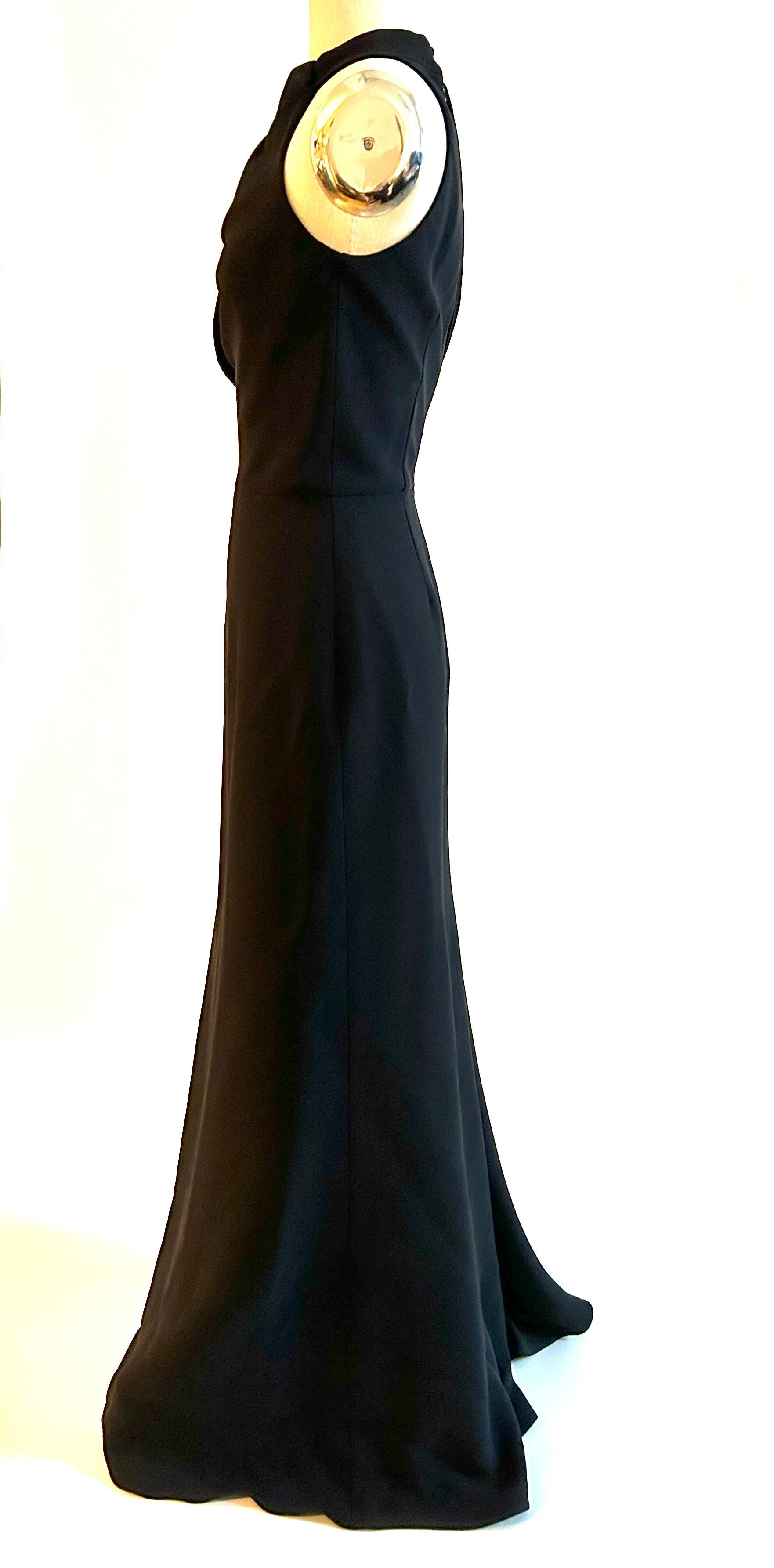 Women's Alexander McQueen Black Silk Gown with Draped Arm Detail For Sale