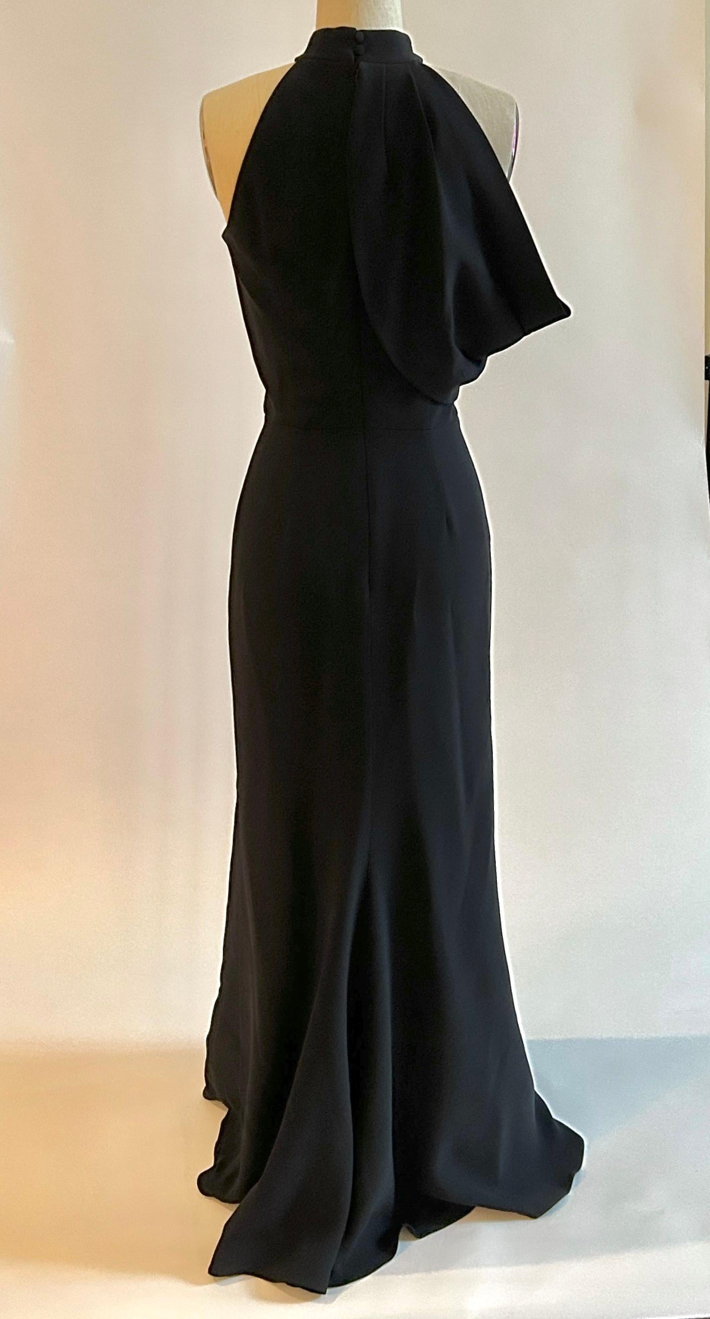 Alexander McQueen Black Silk Gown with Draped Arm Detail For Sale 2