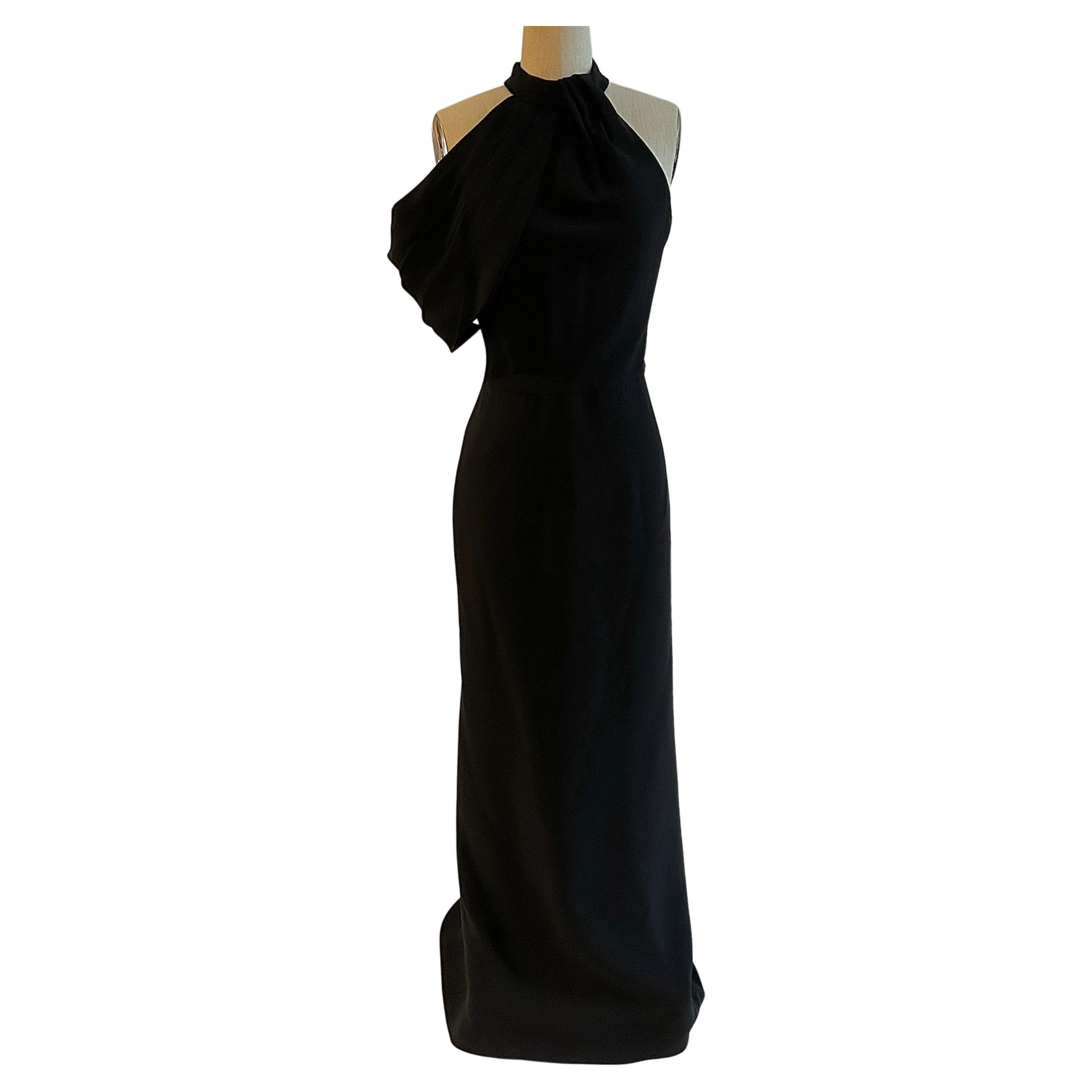 Alexander McQueen Black Silk Gown with Draped Arm Detail For Sale