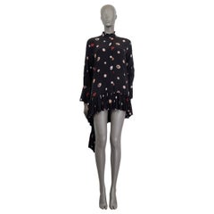 ALEXANDER MCQUEEN black silk JEWELLED CORAL RUFFLED MINI Dress 36 XXS