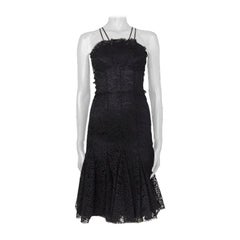 ALEXANDER MCQUEEN black silk LACE BUSTIER Cocktail Dress 40